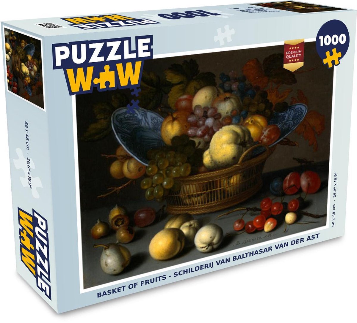 Puzzel 1000 stukjes volwassenen Balthasar van der Ast 1000 stukjes - Basket of Fruits - Schilderij van Balthasar van der Ast puzzel 1000 stukjes  - PuzzleWow heeft +100000 puzzels