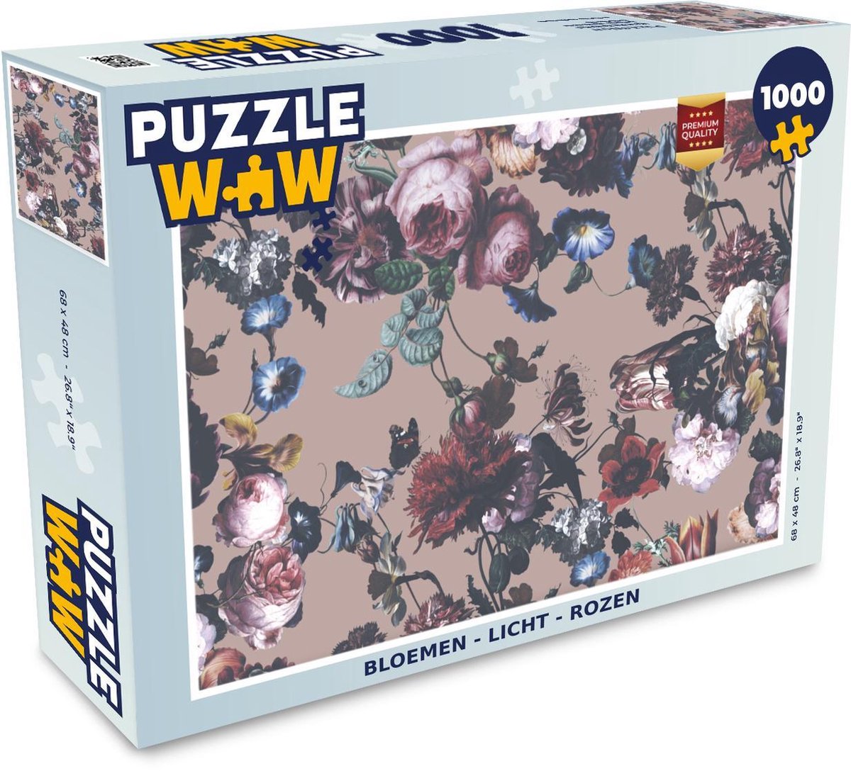 Puzzel - Puzzel 1000 stukjes volwassenen - Bloemen - Licht - Rozen - Legpuzzel