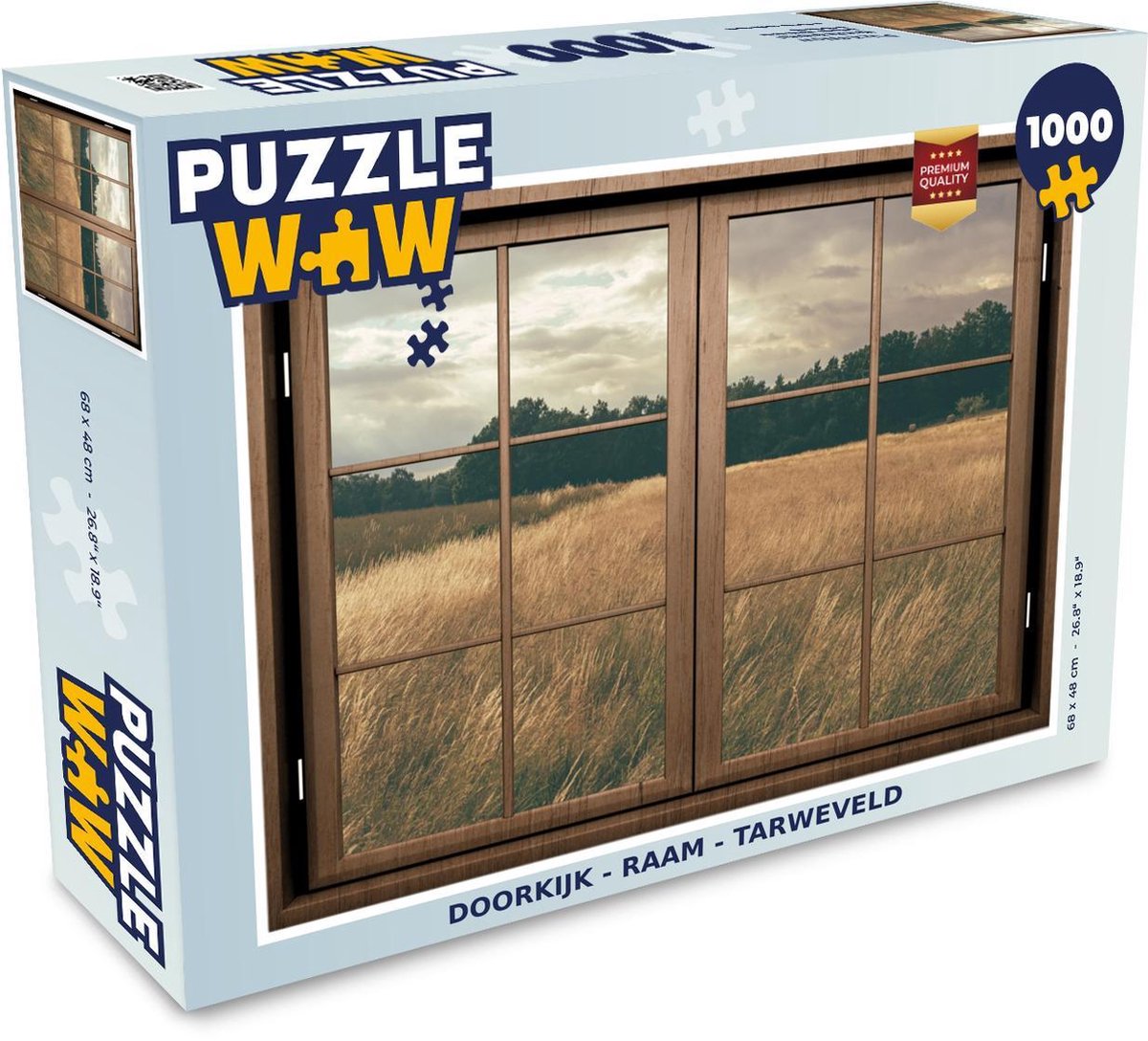 Puzzel - Puzzel 1000 stukjes volwassenen - Doorkijk - Ramen - Tarweveld - Legpuzzel