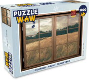 Puzzel - Puzzel 1000 stukjes volwassenen - Doorkijk - Ramen - Tarweveld - Legpuzzel