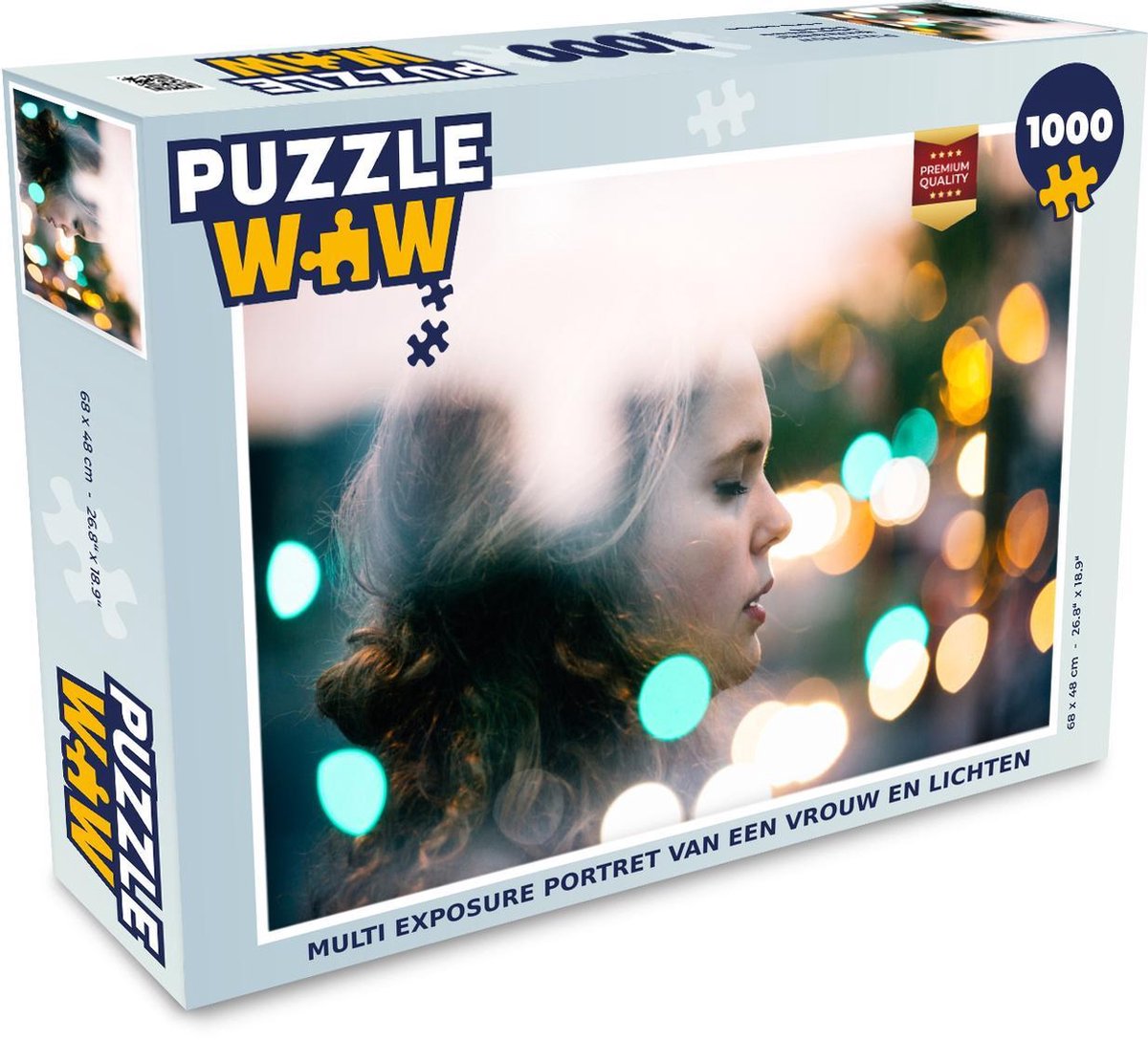Puzzel 1000 stukjes volwassenen Multi Exposure 1000 stukjes - Multi exposure portret van een vrouw en lichten  - PuzzleWow heeft +100000 puzzels