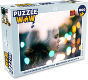 Puzzel 1000 stukjes volwassenen Multi Exposure 1000 stukjes - Multi exposure portret van een vrouw en lichten  - PuzzleWow heeft +100000 puzzels