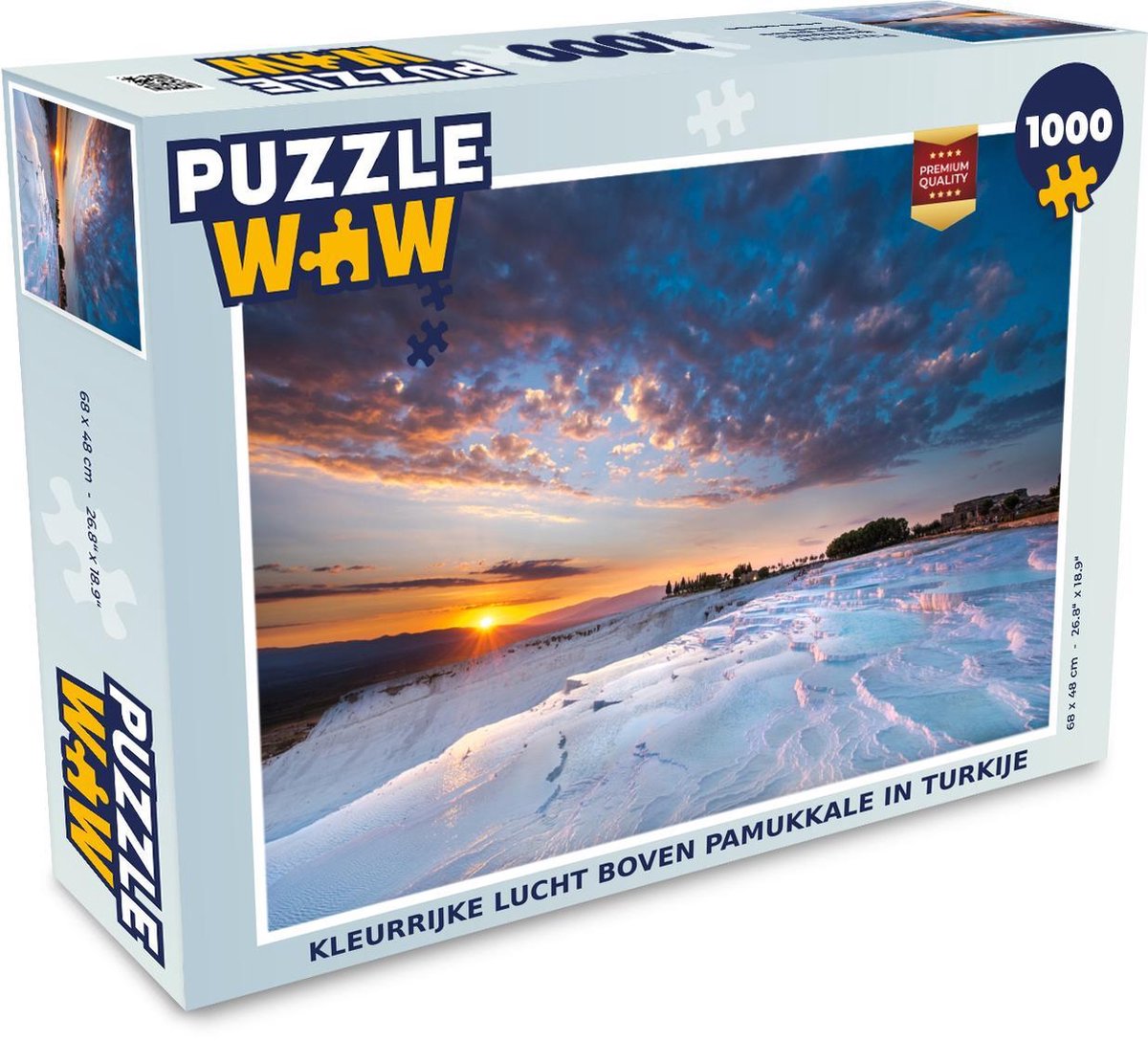 Puzzel 1000 stukjes volwassenen Pamukkale 1000 stukjes - Kleurrijke lucht boven Pamukkale in Turkije  - PuzzleWow heeft +100000 puzzels