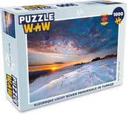 Puzzel 1000 stukjes volwassenen Pamukkale 1000 stukjes - Kleurrijke lucht boven Pamukkale in Turkije  - PuzzleWow heeft +100000 puzzels