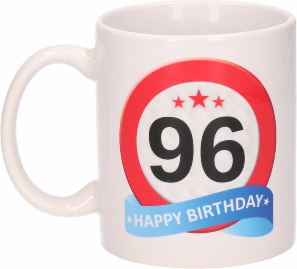 Verjaardag 96 jaar verkeersbord mok / beker