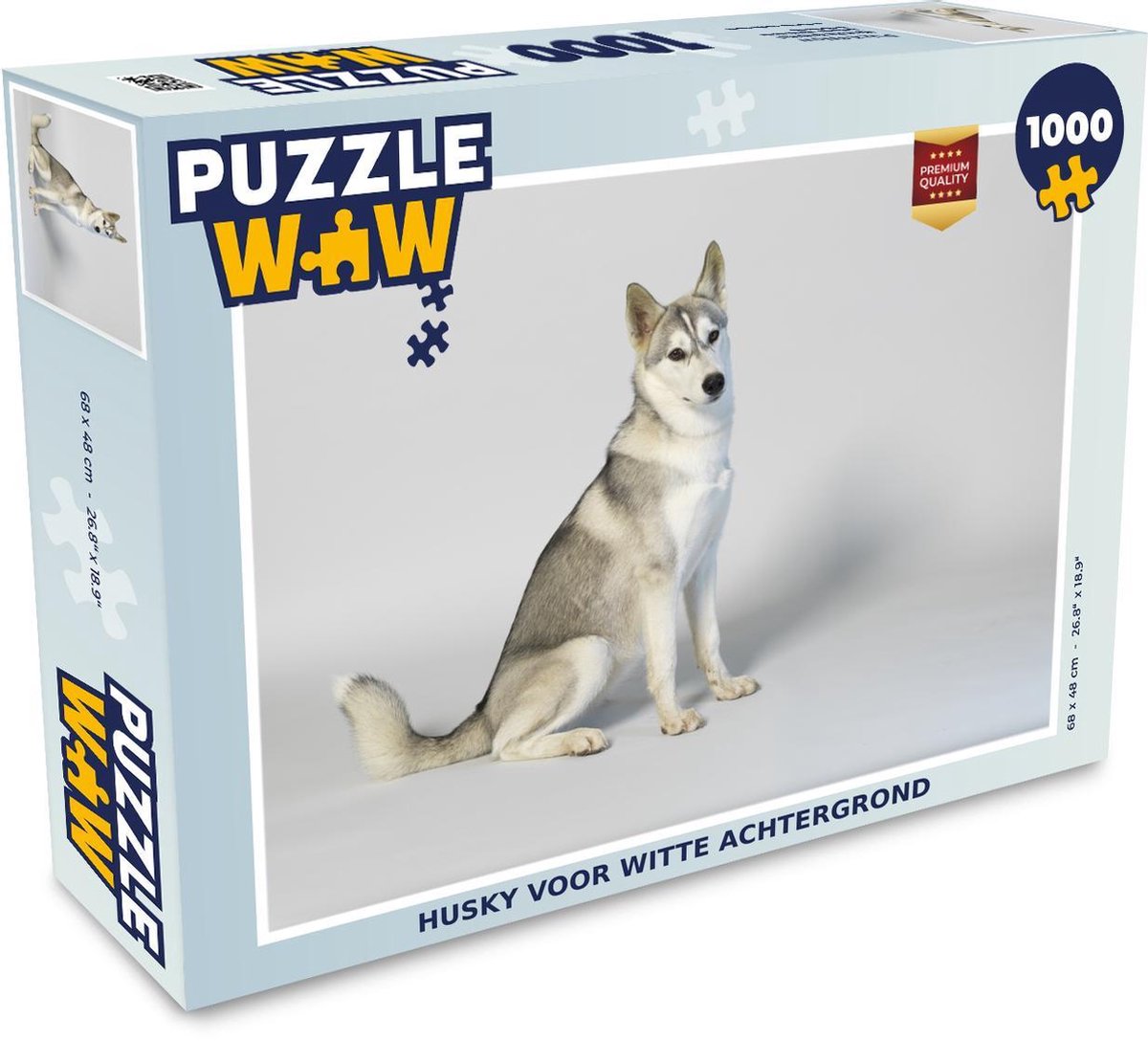 Puzzel 1000 stukjes volwassenen Husky 1000 stukjes - Husky voor witte achtergrond  - PuzzleWow heeft +100000 puzzels