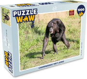 Puzzel 1000 stukjes volwassenen Chimpanzee 1000 stukjes - Chimpansee met jong  - PuzzleWow heeft +100000 puzzels