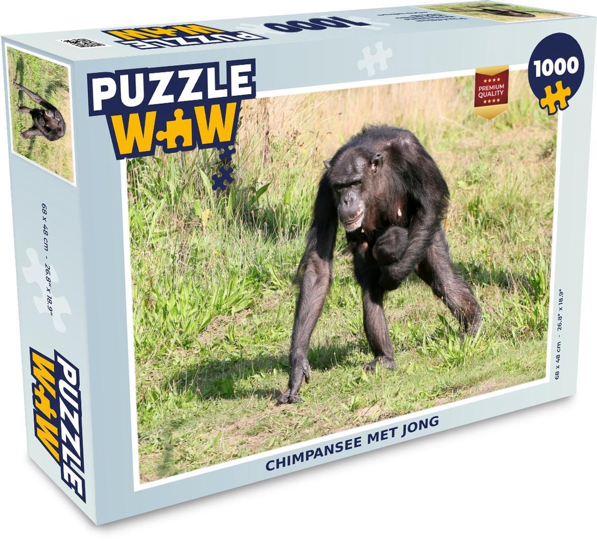 Puzzel 1000 stukjes volwassenen Chimpanzee 1000 stukjes - Chimpansee met jong  - PuzzleWow heeft +100000 puzzels