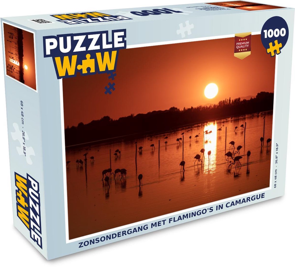 Puzzel 1000 stukjes volwassenen Camargue 1000 stukjes - Zonsondergang met flamingo's in Camargue  - PuzzleWow heeft +100000 puzzels