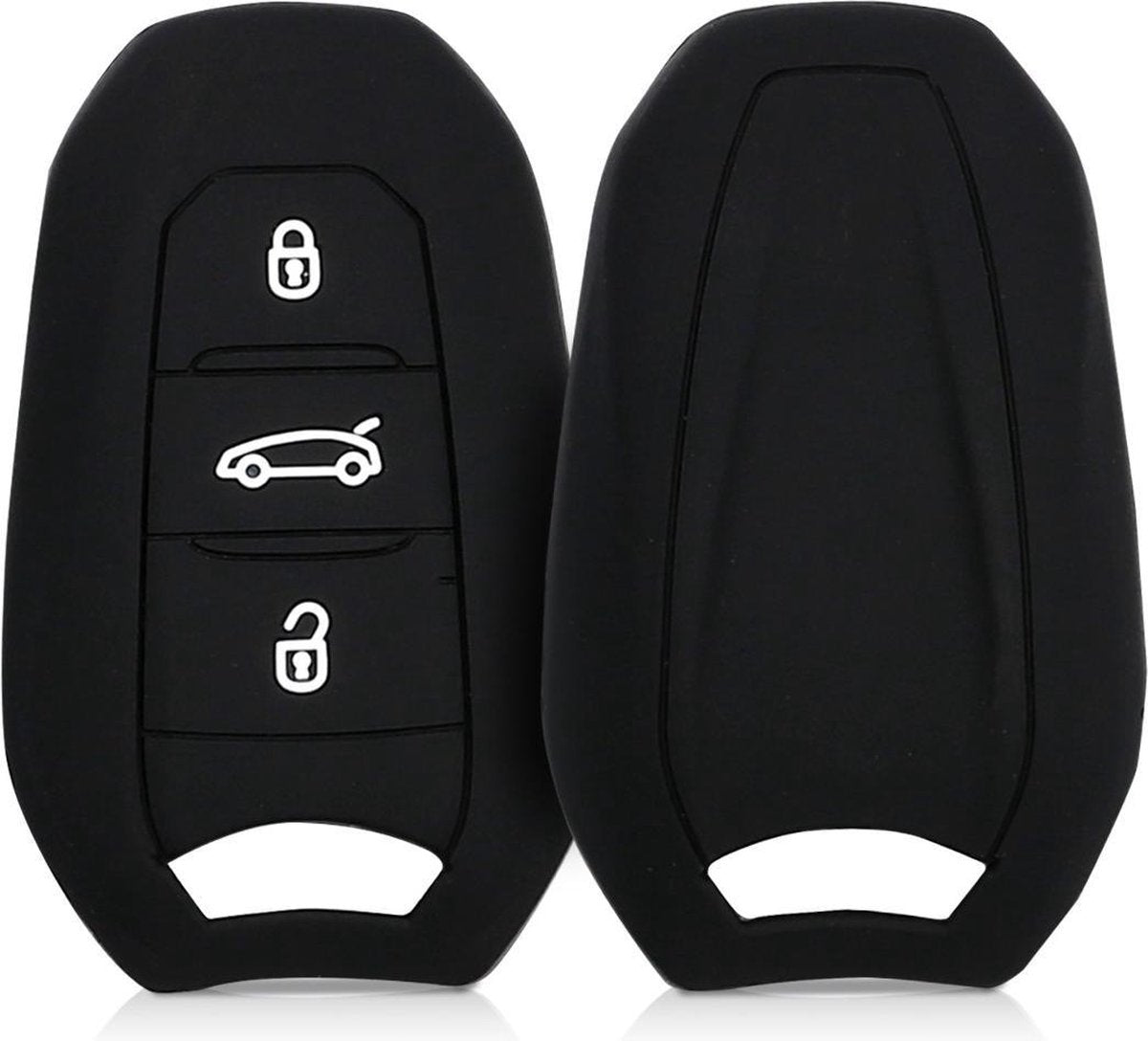 kwmobile autosleutelhoes voor Peugeot Citroen 3-knops Smartkey autosleutel (alleen Keyless Go) - Siliconen beschermhoes in zwart