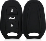 kwmobile autosleutelhoes voor Peugeot Citroen 3-knops Smartkey autosleutel (alleen Keyless Go) - Siliconen beschermhoes in zwart