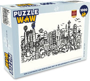 Puzzel 1000 stukjes volwassenen Barcelona illustratie 1000 stukjes - Een illustratie van Barcelona met de belangrijkste monumenten  - PuzzleWow heeft +100000 puzzels