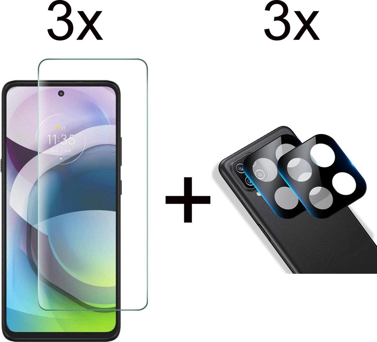 Beschermglas Motorola G 5G screenprotector 3 stuks - Motorola G 5G screen protector camera lens - 3 stuks - Motorola G 5G screenprotector glas
