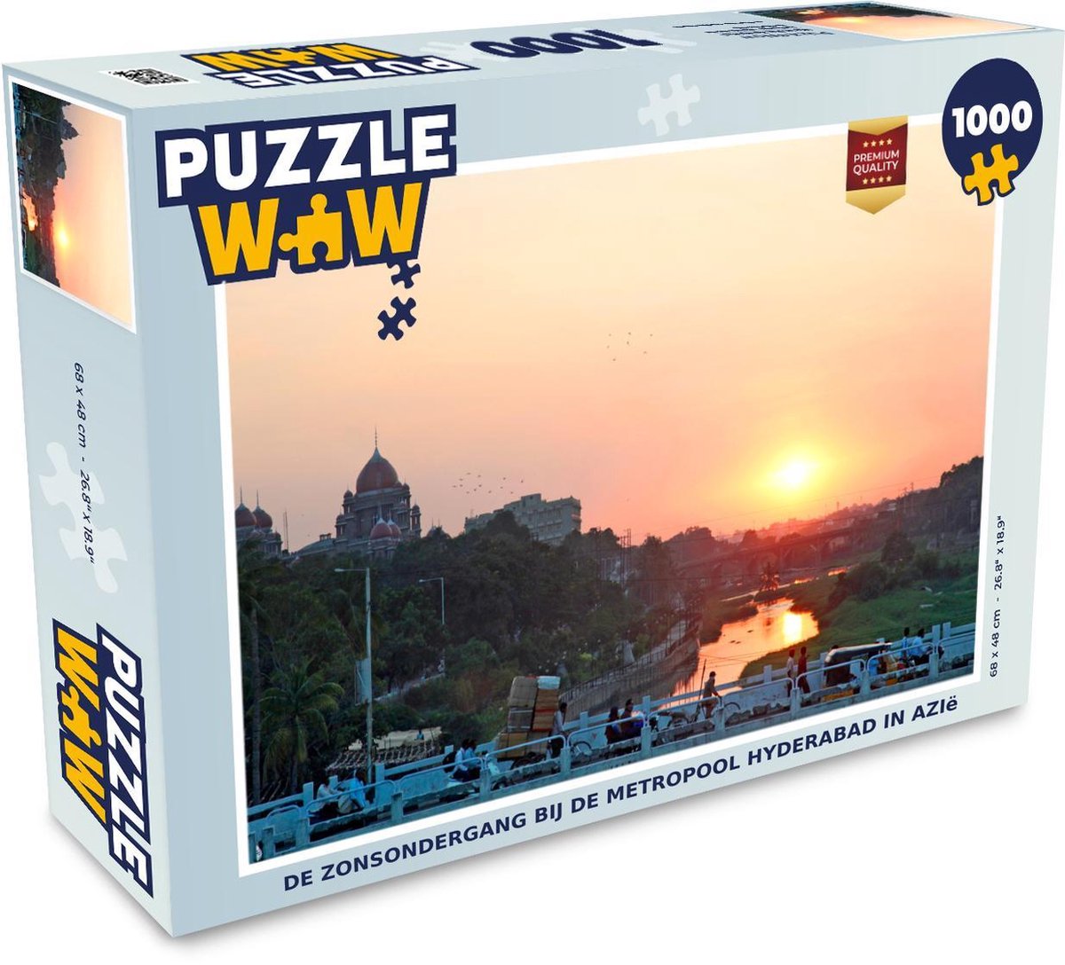 Puzzel 1000 stukjes volwassenen Hyderabad 1000 stukjes - De zonsondergang bij de metropool Hyderabad in Azië  - PuzzleWow heeft +100000 puzzels