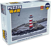 Puzzel 1000 stukjes volwassenen Landschappen Nederland 1000 stukjes - Vuurtoren bij het Noordzeekanaal  - PuzzleWow heeft +100000 puzzels