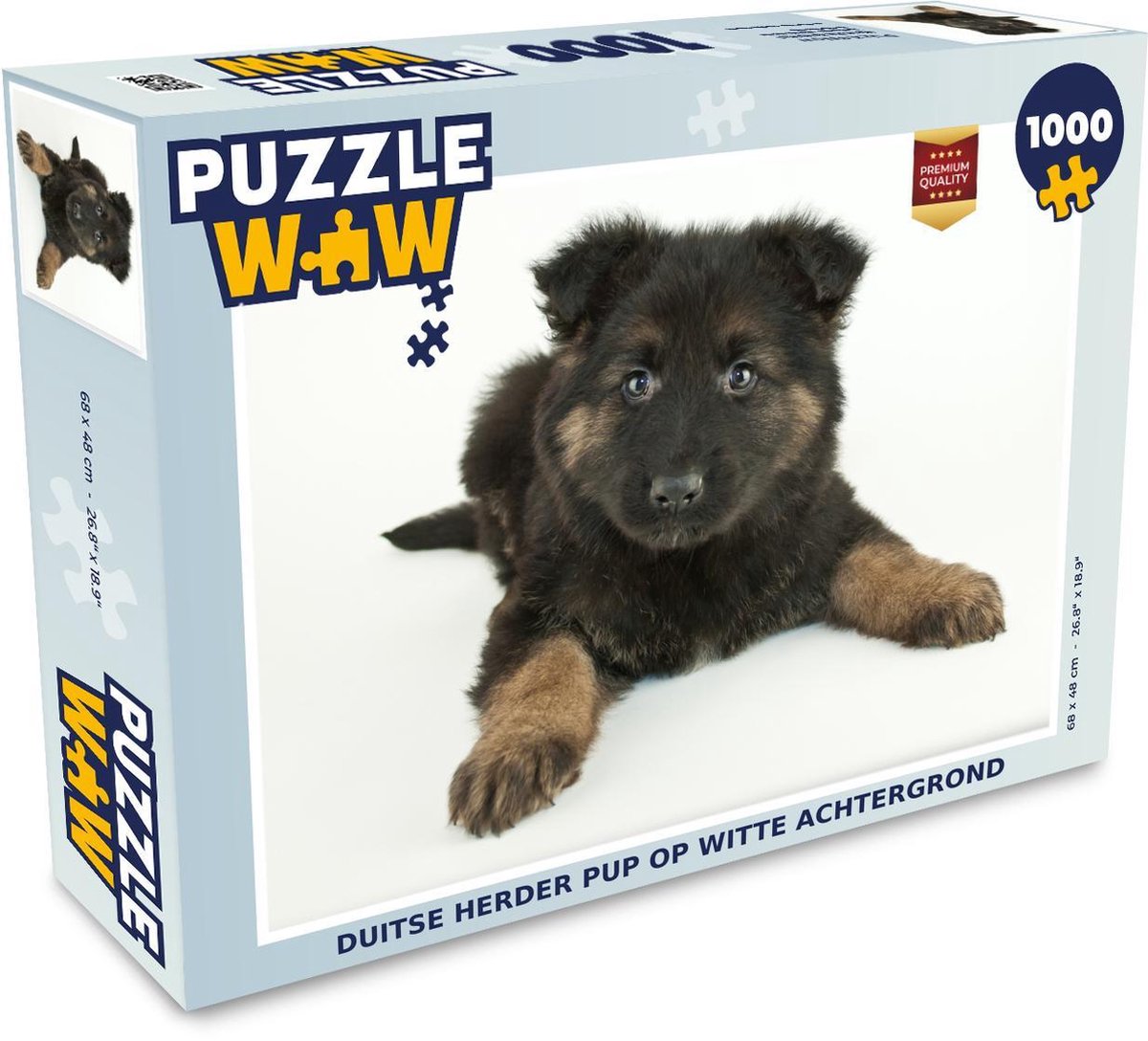 Puzzel 1000 stukjes volwassenen Duitse herder puppy 1000 stukjes - Duitse herder pup op witte achtergrond  - PuzzleWow heeft +100000 puzzels