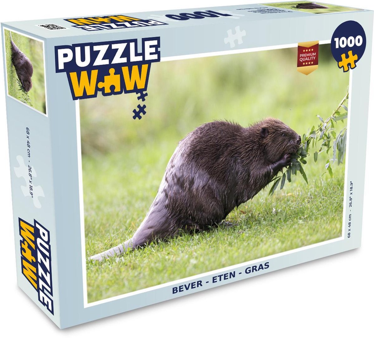 Puzzel - Puzzel 1000 stukjes volwassenen - Bever - Eten - Gras - Legpuzzel