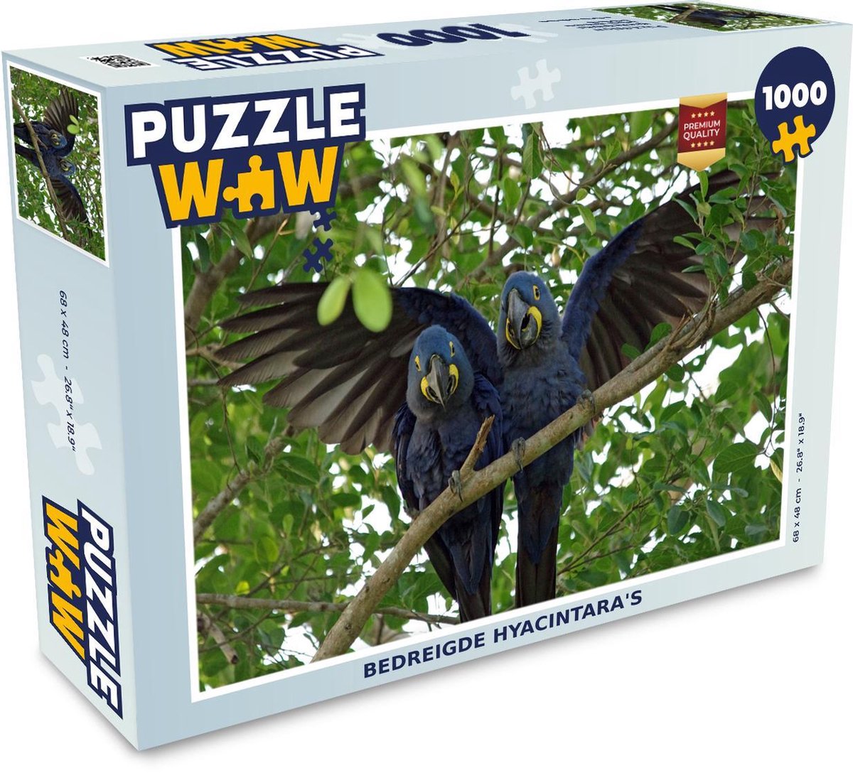 Puzzel 1000 stukjes volwassenen Hyacinthara 1000 stukjes - Bedreigde hyacintara's  - PuzzleWow heeft +100000 puzzels