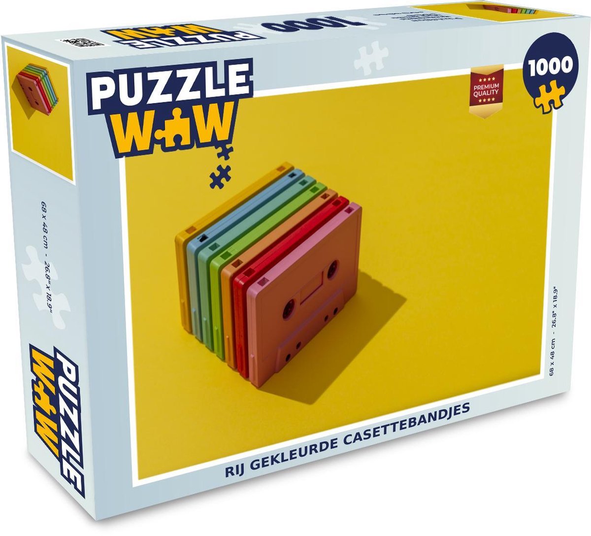 Puzzel 1000 stukjes volwassenen Cassette kleurrijk 1000 stukjes - Rij gekleurde casettebandjes  - PuzzleWow heeft +100000 puzzels