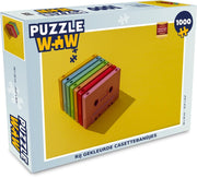 Puzzel 1000 stukjes volwassenen Cassette kleurrijk 1000 stukjes - Rij gekleurde casettebandjes  - PuzzleWow heeft +100000 puzzels