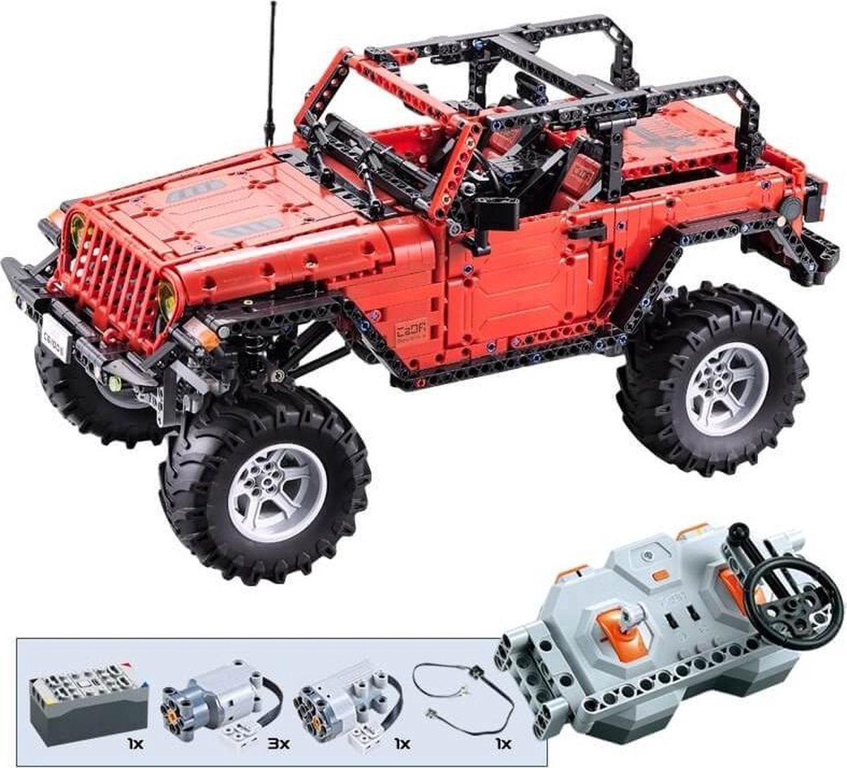 Cadabricks bouwpakket - bestuurbare off road auto XL - rood - technische bouwset