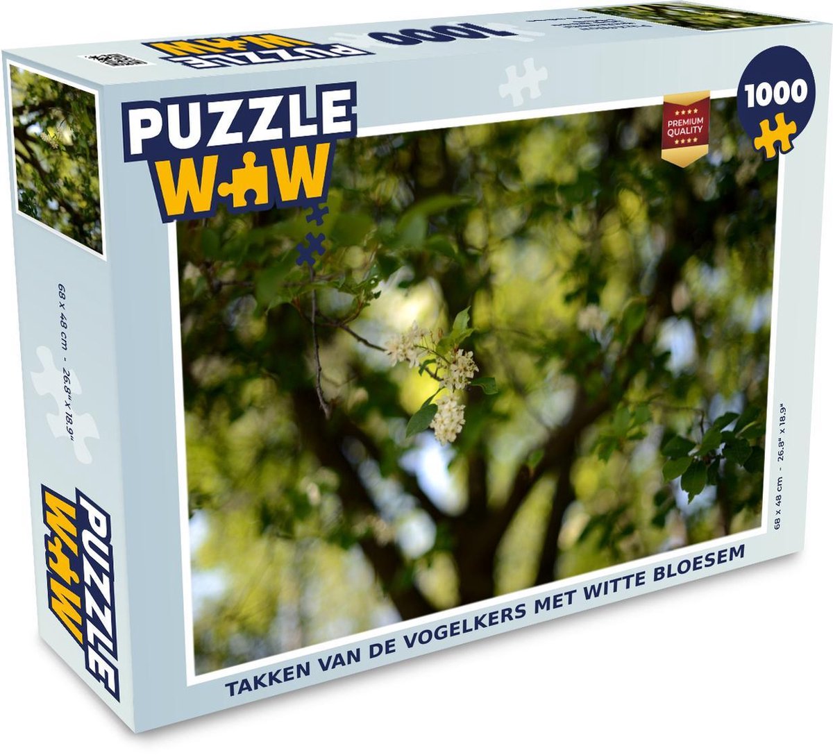 Puzzel 1000 stukjes volwassenen Vogelkers 1000 stukjes - Takken van de vogelkers met witte bloesem puzzel 1000 stukjes  - PuzzleWow heeft +100000 puzzels