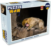 Puzzel - Puzzel 1000 stukjes volwassenen - Aap - Boomstam - Slapen - Legpuzzel