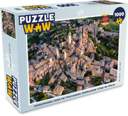 Puzzel 1000 stukjes volwassenen San Gimignano 1000 stukjes - Zonsopgang over de Toscaanse ommuurde stad in Italië  - PuzzleWow heeft +100000 puzzels