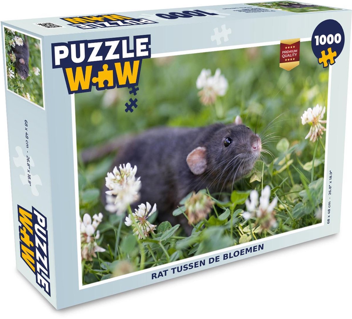 Puzzel 1000 stukjes volwassenen Ratten 1000 stukjes - Rat tussen de bloemen  - PuzzleWow heeft +100000 puzzels