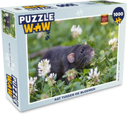 Puzzel 1000 stukjes volwassenen Ratten 1000 stukjes - Rat tussen de bloemen  - PuzzleWow heeft +100000 puzzels