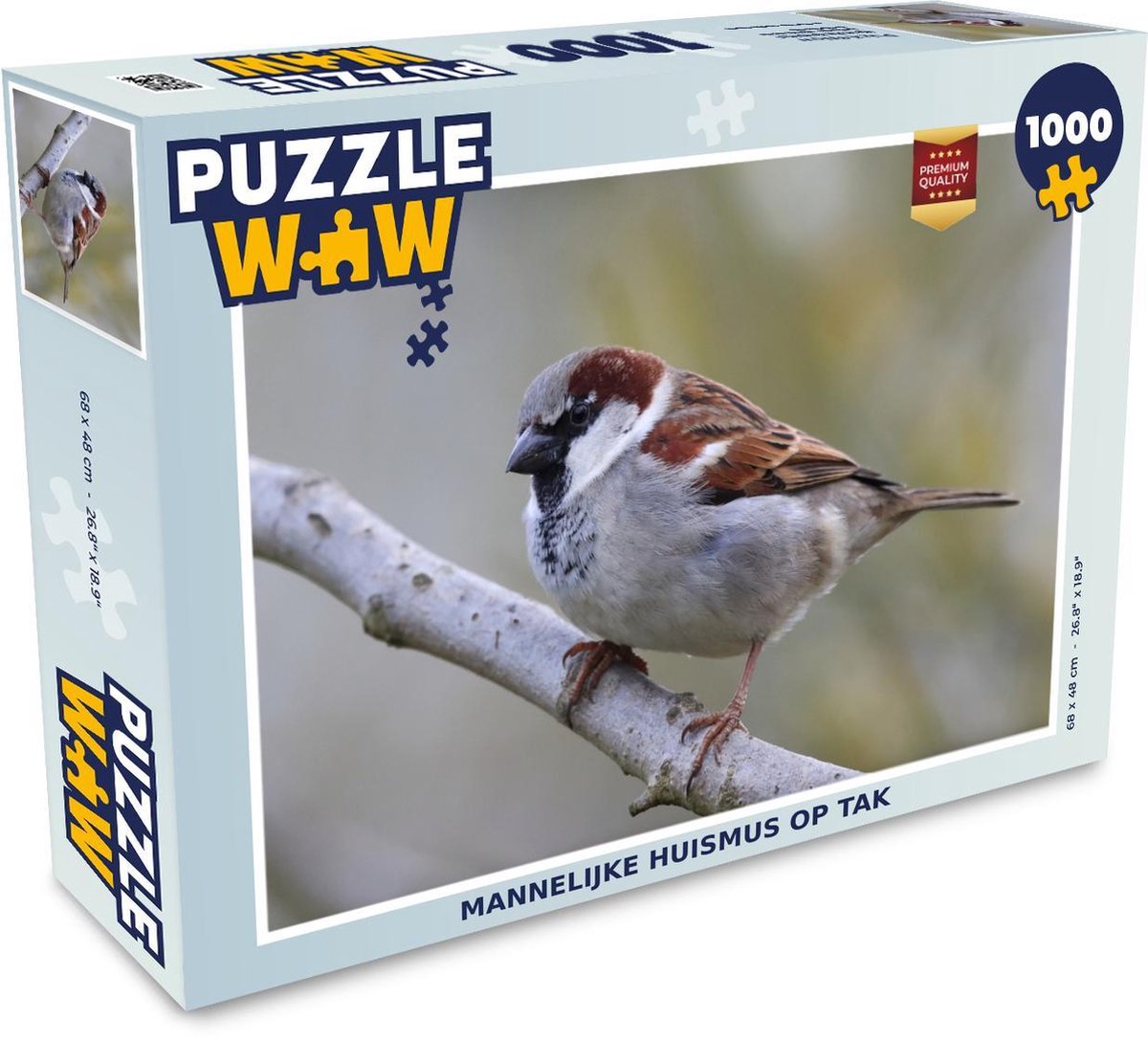 Puzzel 1000 stukjes volwassenen Huismus 1000 stukjes - Mannelijke huismus op tak  - PuzzleWow heeft +100000 puzzels