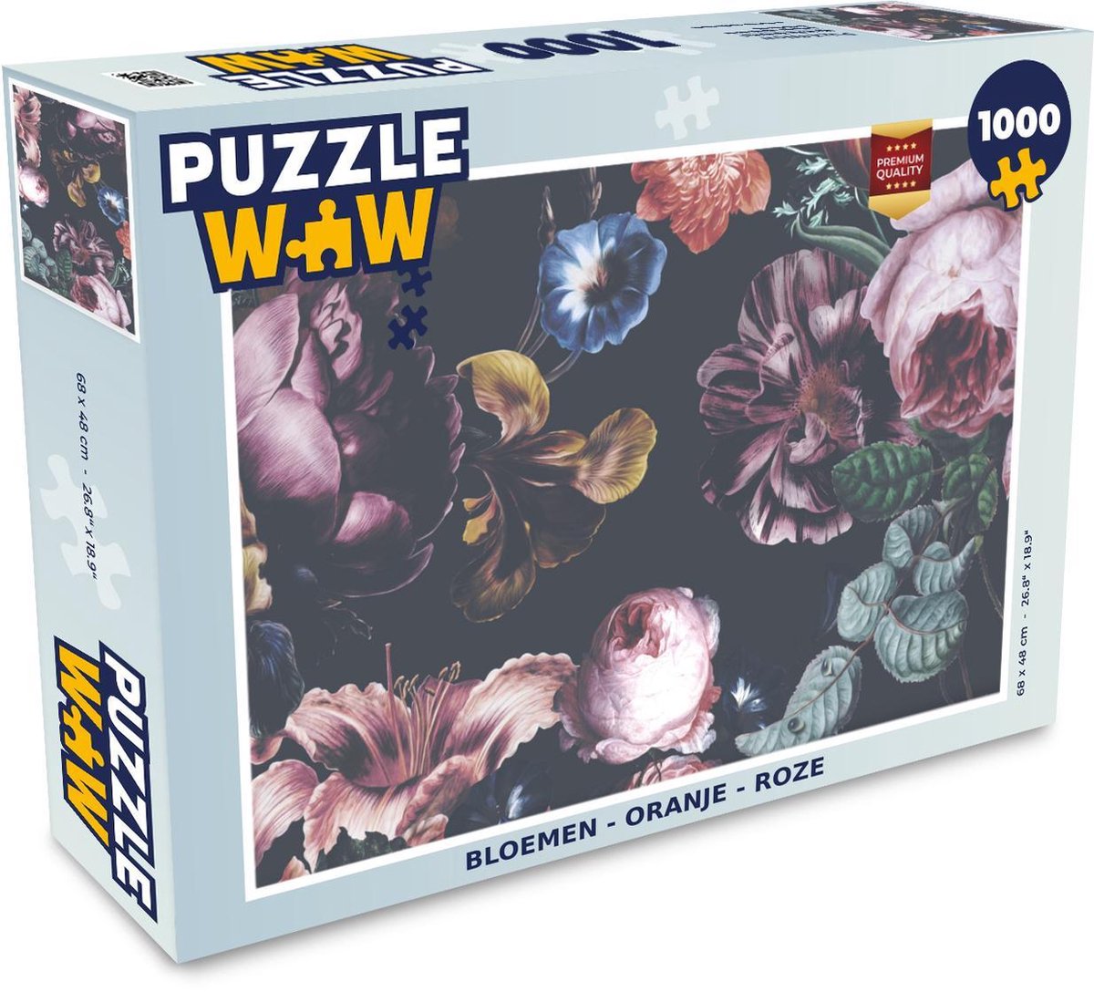 Puzzel - Puzzel 1000 stukjes volwassenen - Bloemen - Oranje - Roze - Legpuzzel