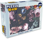 Puzzel - Puzzel 1000 stukjes volwassenen - Bloemen - Oranje - Roze - Legpuzzel