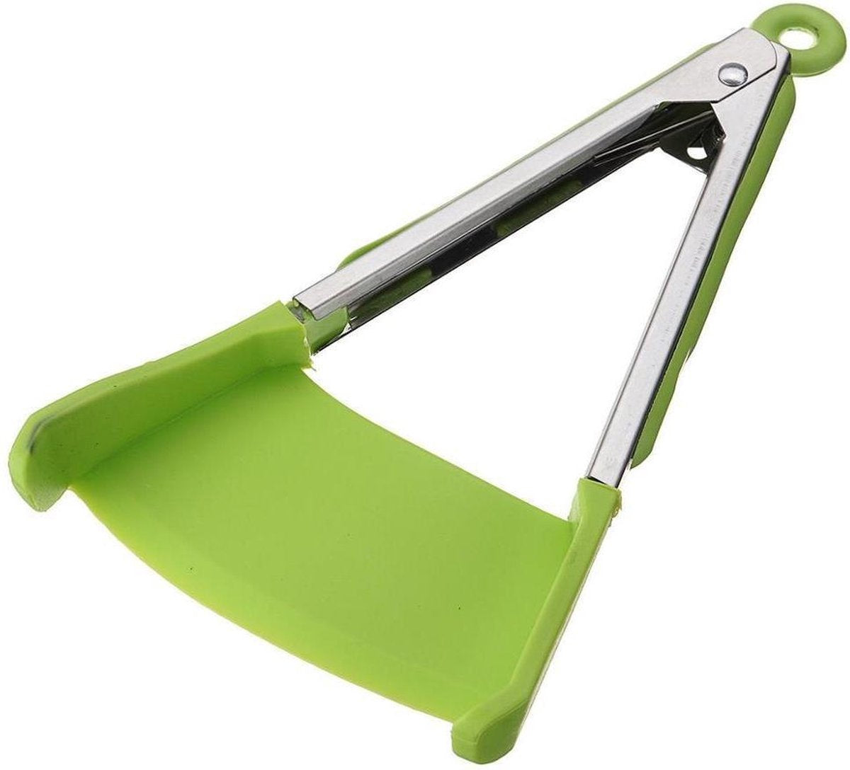 WiseGoods - 2 in 1 Smart Spatel en Tang - Spatel Siliconen Hittebestendig - Spatel Siliconen - BBQ Tang - Spatel Bakken - Groen
