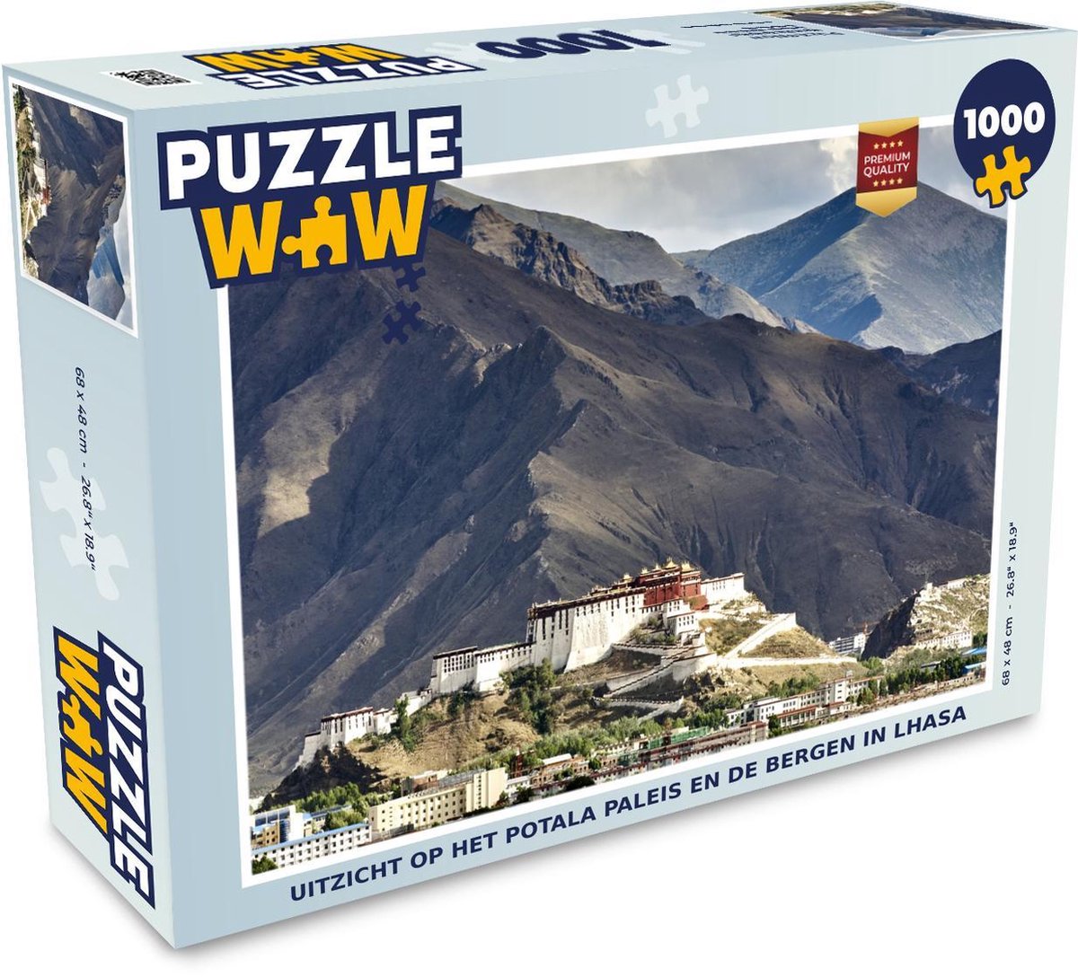 Puzzel 1000 stukjes volwassenen Lhasa 1000 stukjes - Uitzicht op het Potala paleis en de bergen in Lhasa puzzel 1000 stukjes  - PuzzleWow heeft +100000 puzzels