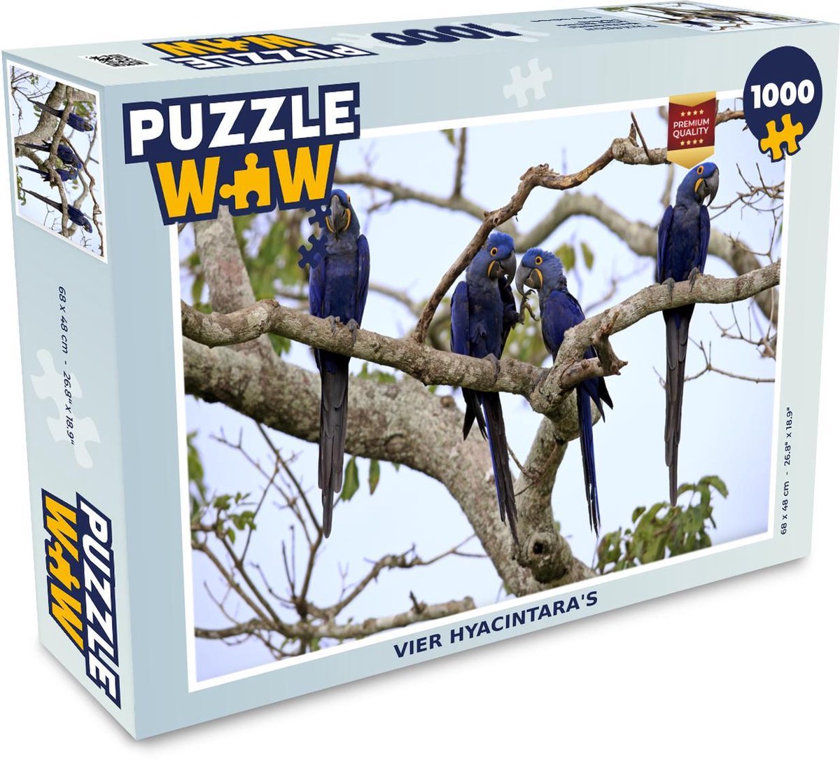 Puzzel 1000 stukjes volwassenen Hyacinthara 1000 stukjes - Vier hyacintara's  - PuzzleWow heeft +100000 puzzels