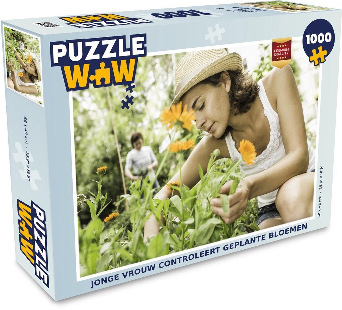 Puzzel 1000 stukjes volwassenen Tuinieren 1000 stukjes - Jonge vrouw controleert geplante bloemen puzzel 1000 stukjes  - PuzzleWow heeft +100000 puzzels