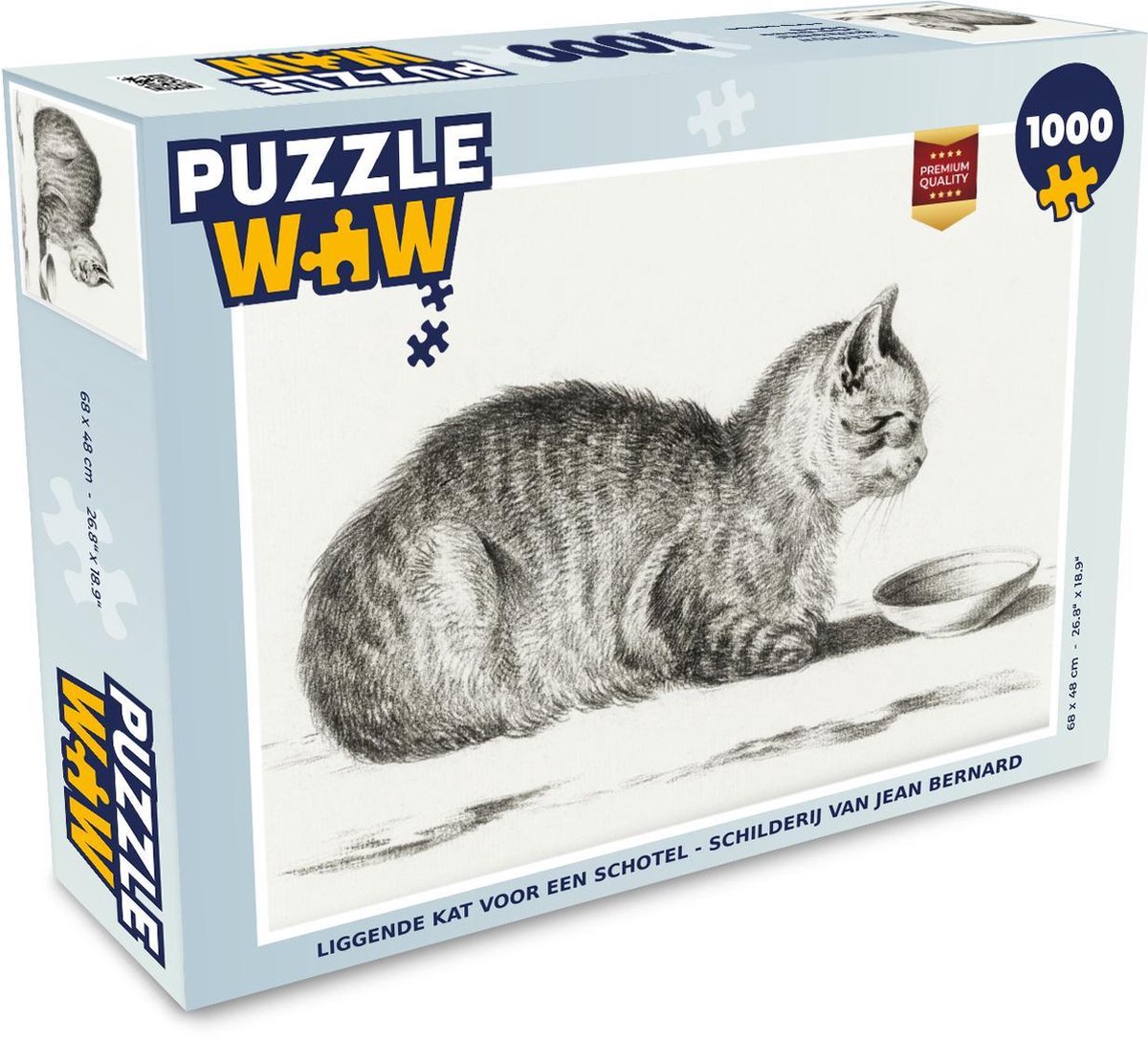 Puzzel - Puzzel 1000 stukjes volwassenen - kat voor een schotel - schilderij van Jean Bernard - Legpuzzel