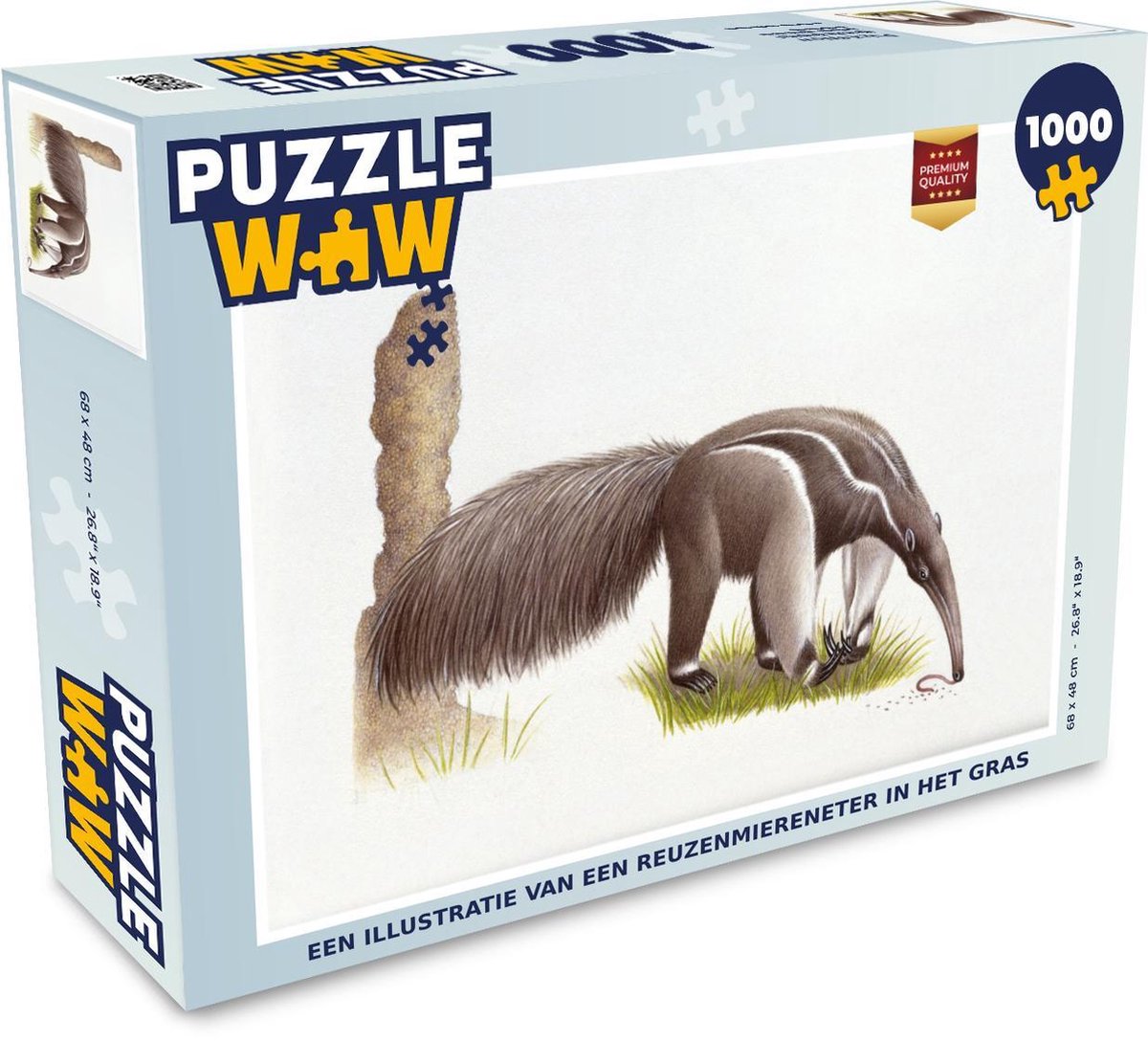 Puzzel 1000 stukjes volwassenen Reuzenmiereneter illustratie 1000 stukjes - Een illustratie van een reuzenmiereneter in het gras  - PuzzleWow heeft +100000 puzzels