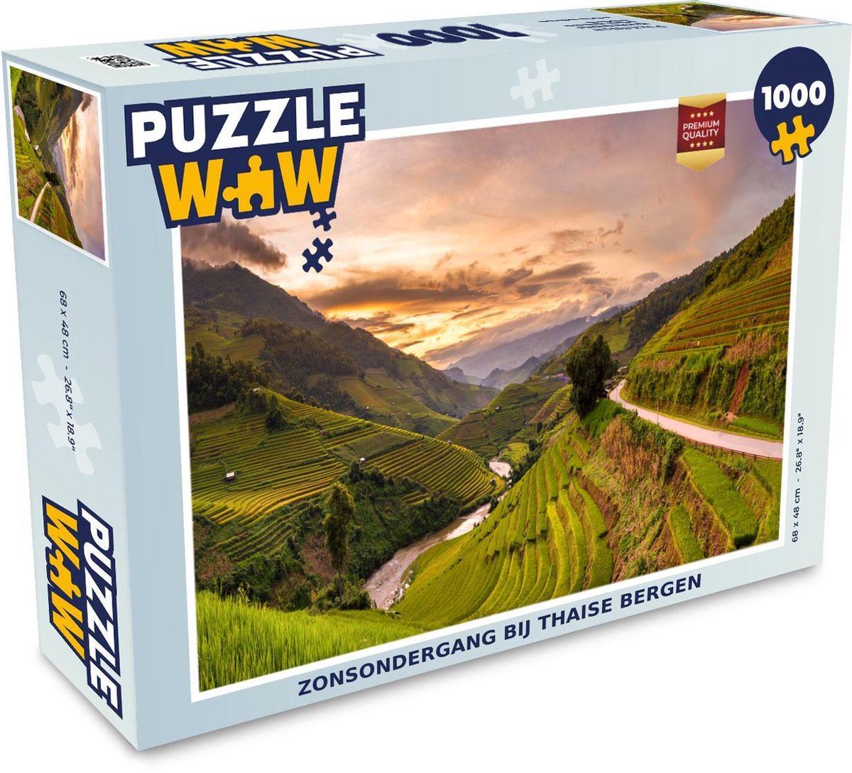 Puzzel 1000 stukjes volwassenen Vietnam 1000 stukjes - Zonsondergang bij Thaise bergen  - PuzzleWow heeft +100000 puzzels