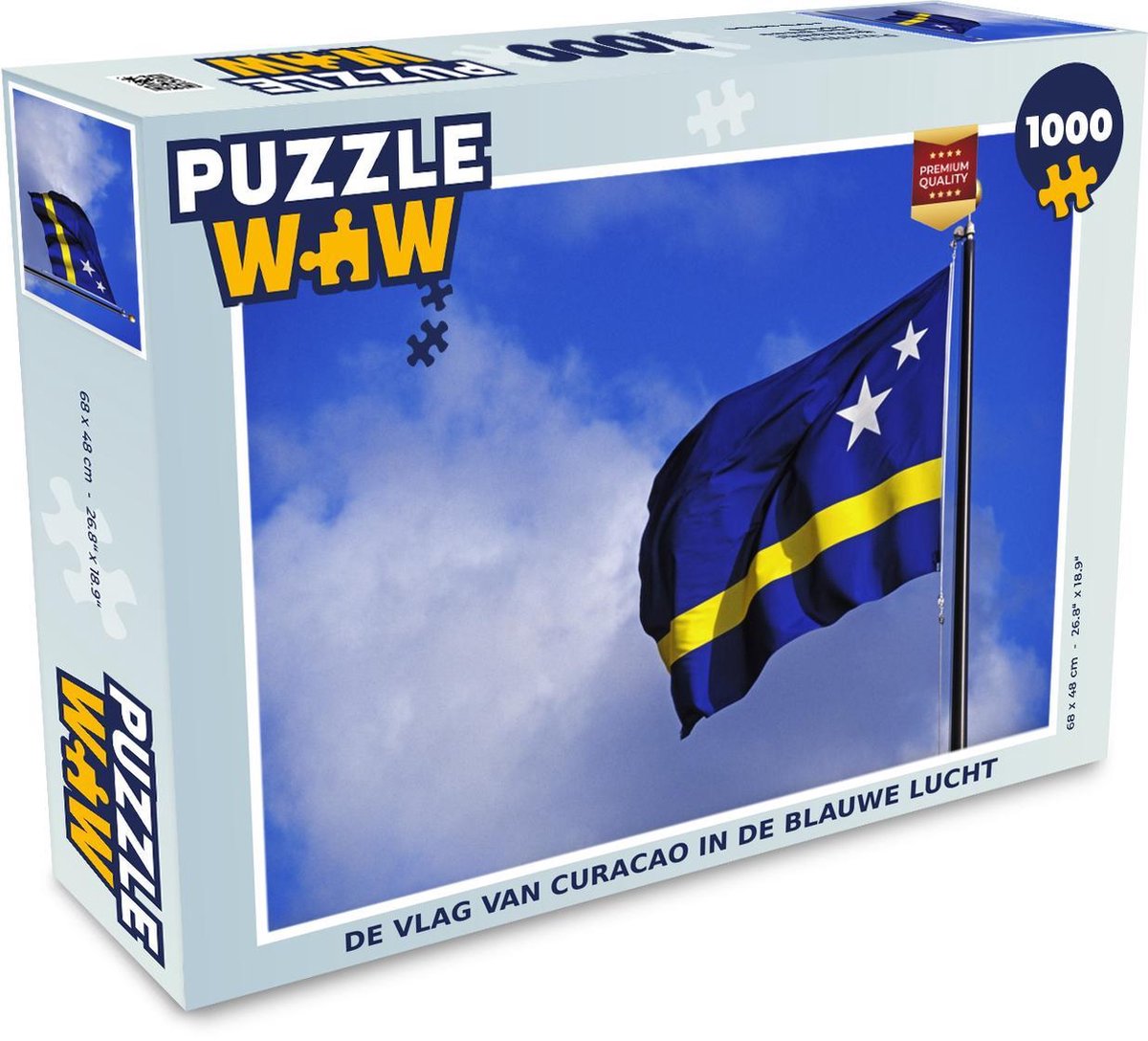 Puzzel Vlag Curacao 1000 stukjes - De vlag van Curacao in de blauwe lucht