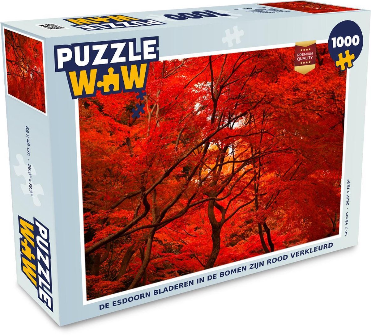 Puzzel 1000 stukjes volwassenen Boom in kleur 1000 stukjes - De esdoorn bladeren in de bomen zijn rood verkleurd  - PuzzleWow heeft +100000 puzzels