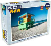 Puzzel Miami 1000 stukjes - Miami Beach met een blauwe hemel