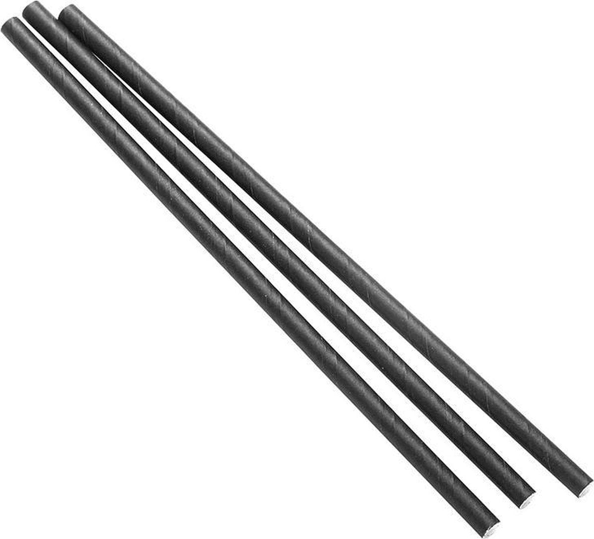 Papieren rietjes Zwart 195mm Ø6mm - 1.000 stuks