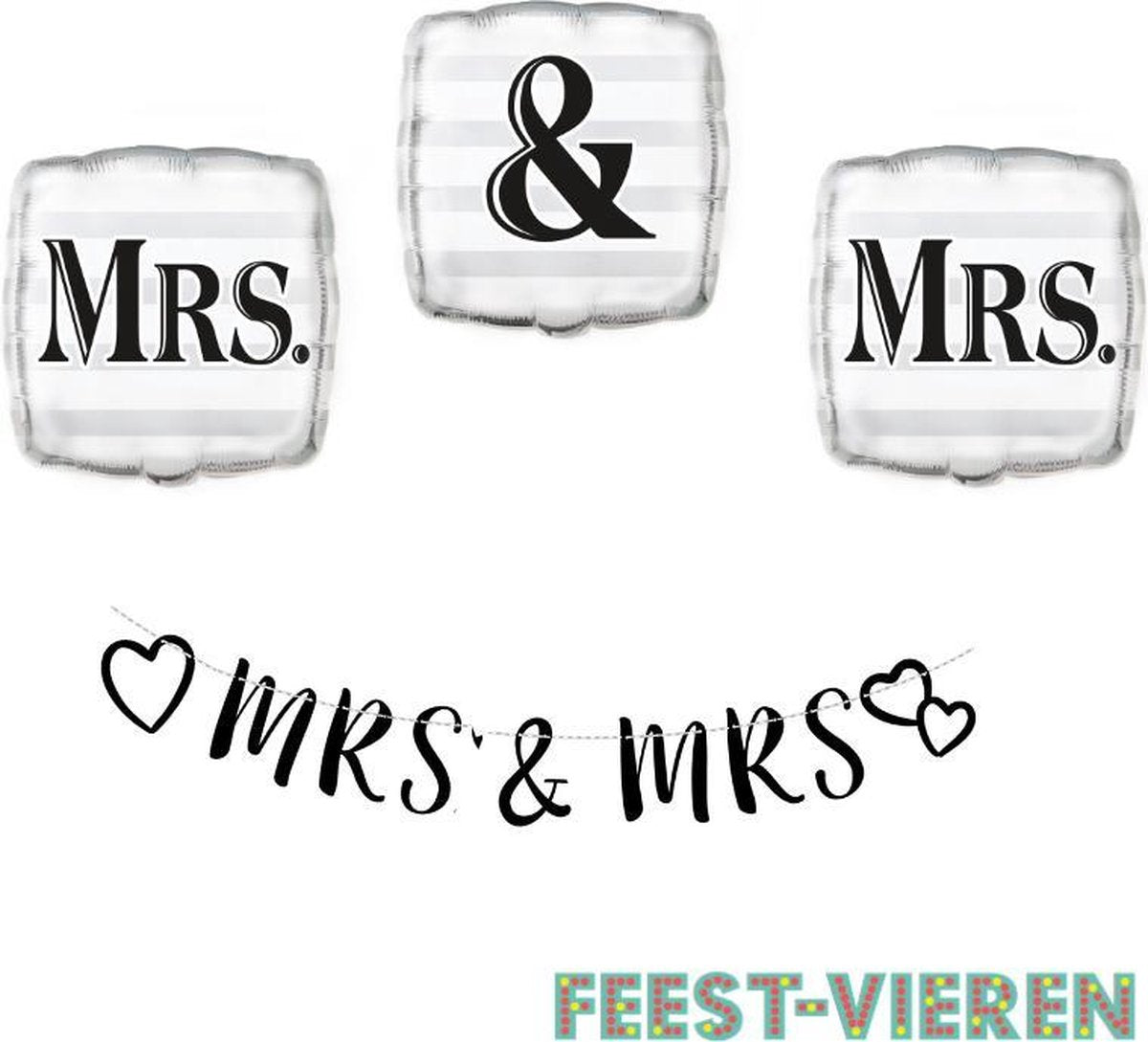 Mrs. & Mrs. Folieballonnen + Mrs. & Mrs. Letterslinger Bruiloft versiering pakket