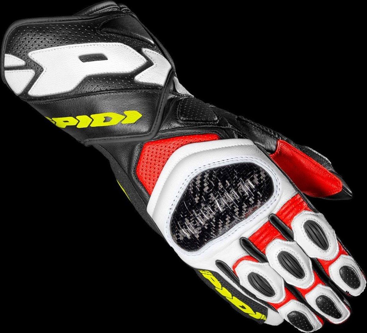 Spidi Carbo 7 Red Yellow Fluorescent Motorcycle Gloves M