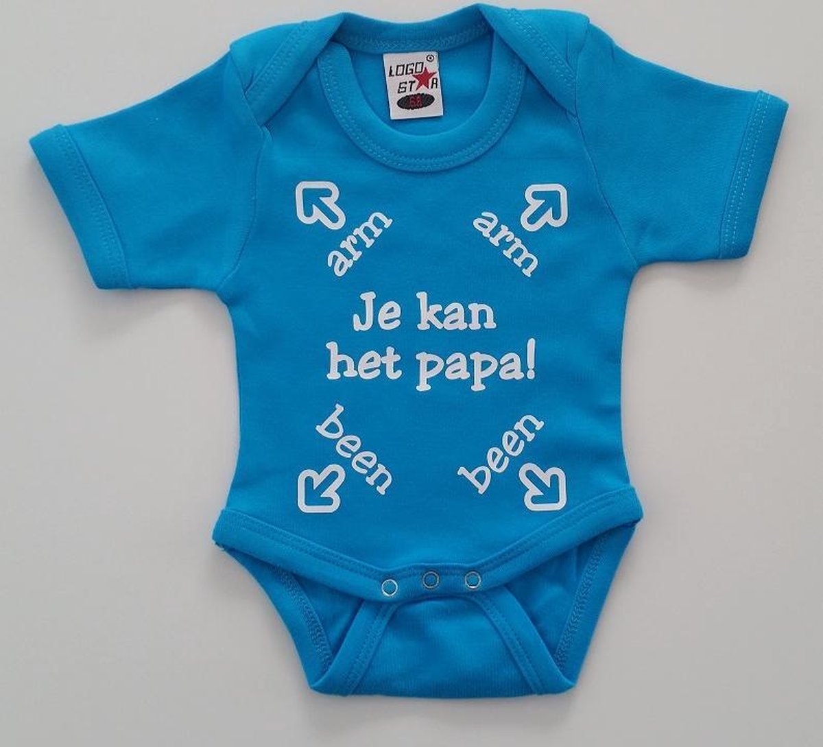 Romper met tekst | maat 56 | Je kan het papa | Turquoise blauw