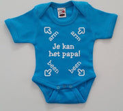 Romper met tekst | maat 56 | Je kan het papa | Turquoise blauw