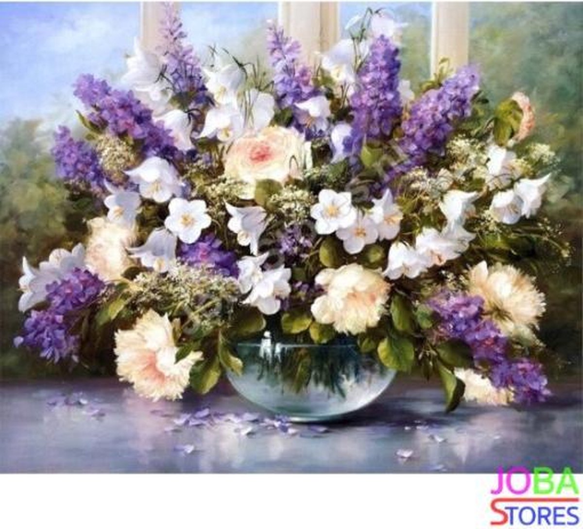 Schilderen op nummer "JobaStores®" Paarse Bloemen 40x50cm