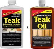 Star brite Marine Teak Onderhoud Premium SET | Reiniger 1000ml & Golden Teak Olie 1000ml